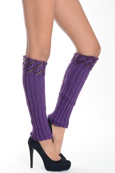 Lady's Genuine w/ Rhinestones and Rasied Pattern Fashion Designed Leg Warmer style 3