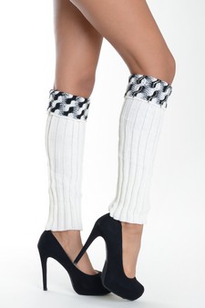 Lady's Genuine w/ Rhinestones and Rasied Pattern Fashion Designed Leg Warmer style 6