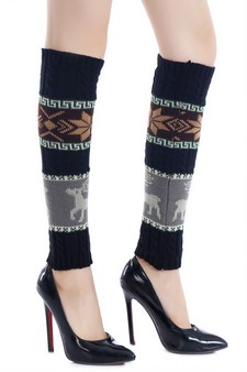 Women's Reindeer Snowflake Pattern Leg Warmers style 6