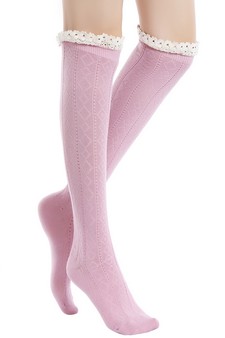 Women's Crotchet Trim Vintage Style Knee High Socks style 3