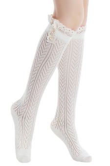Women's Crochet Button Cuff Knee High Socks style 4