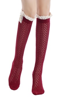 Women's Crochet Button Cuff Knee High Socks style 5