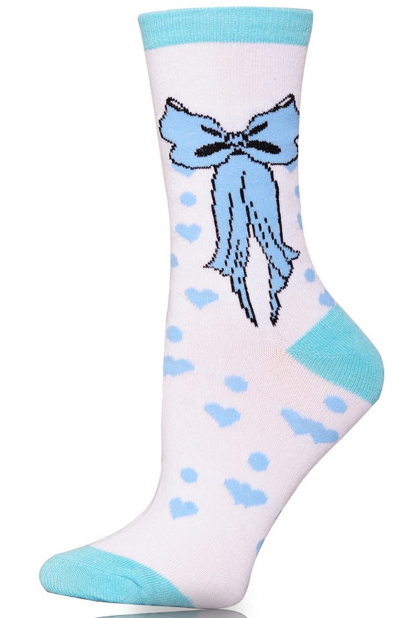 Novelty Bow Print Crew Socks Wholesale