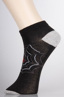 3 Pair Pack Spider Webbing No Show Spandex Socks style 2