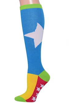 Color Block Star Print Knee High Socks style 2