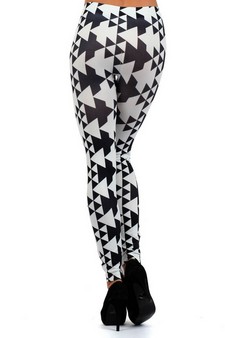 Lady's Pyramid Geometric Shapes Printed Seamless Fashion Leggings style 3