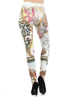 Lady's Punx with Chainlinks and Leopard  Printed Seamless Fashion Leggings style 3