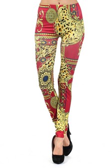 Lady's Duchess with Royal Crest and Chain links Printed Seamless Fashion Leggings style 2
