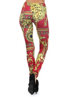 Lady's Duchess with Royal Crest and Chain links Printed Seamless Fashion Leggings style 3
