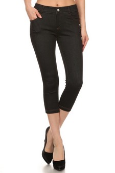 Women's Capri Jeggings w/ Faux Fly & Contrast Stitching style 2