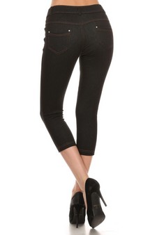 Women's Capri Jeggings w/ Faux Fly & Contrast Stitching style 3