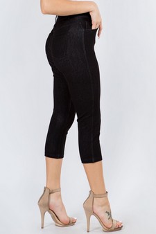 Women's 5 Pocket Soft Knit Skinny Capri Jeggings (M/L only) style 2