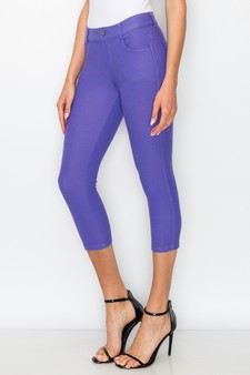 Women's Classic Solid Capri Jeggings (Large only) style 2