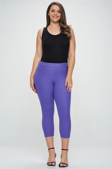 Women's Classic Solid Capri Jeggings (XXL only) style 5
