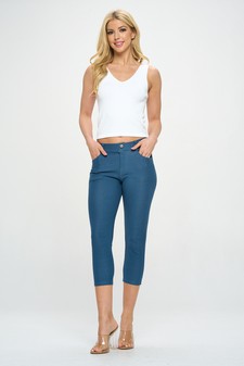 Women's Classic Solid Capri Jeggings (Large only) style 6