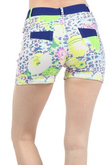 Junior Hybrid Leopard with Solid Color Blocks Fashion Shorts style 2