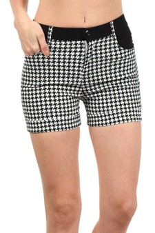 Junior Houndstooth Design with Black Color Blocks Fashion Shorts style 2