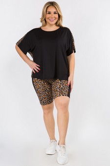 Women's Contrasting Leopard Printed Loungewear Shorts style 4