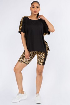 Women's Contrasting Leopard Printed Loungewear Shorts style 4
