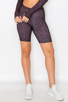 Women’s Purple Diva Leopard Print Biker Shorts style 4