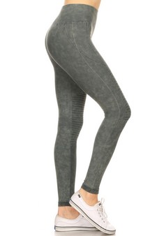 Vintage Wash Moto Detailed Seamless Tights style 2