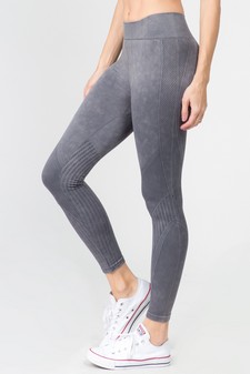 High Rise Ribbed Moto Detail Seamless Tights - Matching Top ACT628 style 3