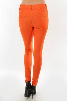 Women's Herringbone Jeggings (Orange) style 3