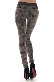 Women's All Over Houndstooth Legging Pants (Coffee) style 2
