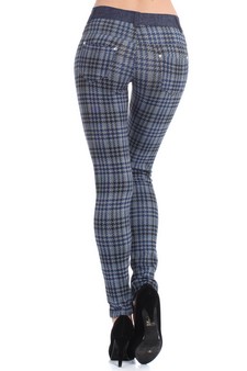 Women's All Over Houndstooth Legging Pants (Blue) style 3