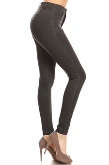 Lady's Mid Rise Ponte Knit Skinny Pants style 2