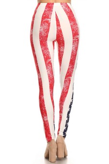 Women's American Flag Printed Peach Skin Leggings style 3
