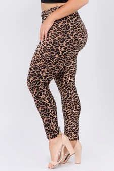 Women's Classic Cheetah Print Peach Skin Leggings style 2