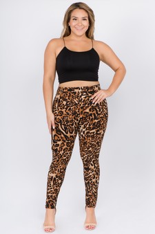 Women's Classic Leopard Print Peach Skin Leggings style 5