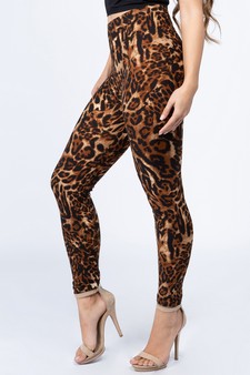 Women's Classic Leopard Print Peach Skin Leggings style 2