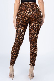 Women's Classic Leopard Print Peach Skin Leggings style 3