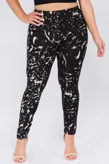 Women's Black/White Leopard Print Peach Skin Leggings style 2