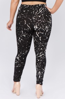Women's Black/White Leopard Print Peach Skin Leggings style 4