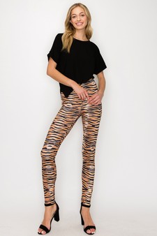 Women's It's a Jungle Tiger Print Peach Skin Leggings style 4