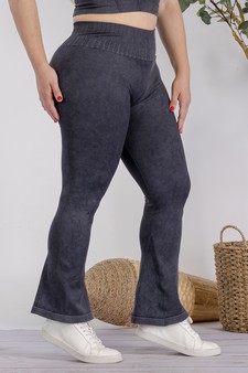 Women's Stone Washed Ribbed Yoga Pants (XL only) style 2