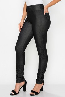 Women's Simple High Waisted Full Length Jeggings (Large only) style 2