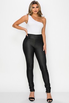 Women's Simple High Waisted Full Length Jeggings (Large only) style 4