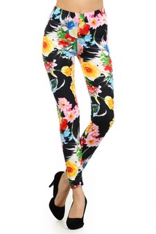 Women's Colorful Antique Rose Printed Leggings style 2