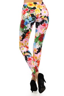 Women's Colorful Antique Rose Printed Leggings style 3
