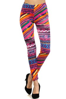 Women's Aztec Striped Printed Leggings style 2