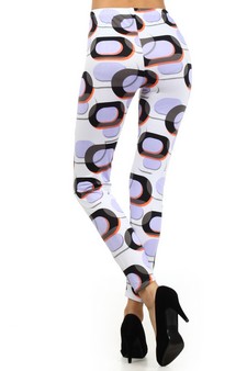 Women's White Background Dark Oval Shape Printed Leggings style 3