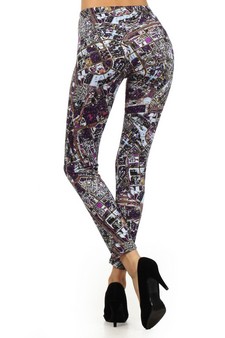 Women's Purple Space Junk Printed Leggings style 3