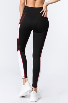 Women's High Rise Side Pocket Colorblock Activewear Leggings (Large only) style 4