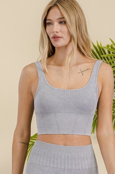 Women's Ultra-Comfort Stone Washed Ribbed Sports Bra style 4