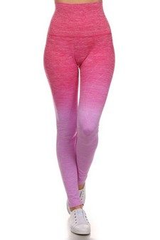 Women's Dip Dye Ombre Athletic Leggings with High Waistband (Large only) style 2
