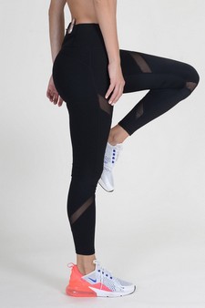 Mesh-Panel Active Leggings with Zipper Pocket (Large only) style 2